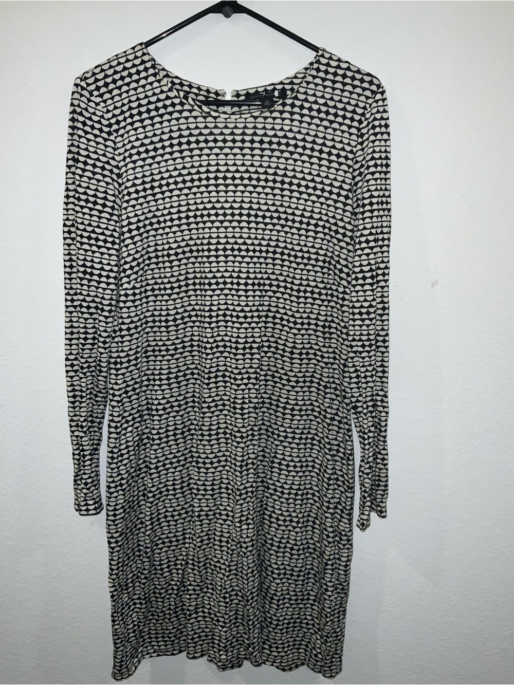 Banana Republic Black and White Geometric Silk Blend Dress 12